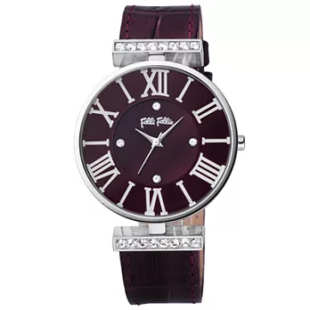 Folli Follie 臻愛魅力時尚晶鑽腕錶(紫)