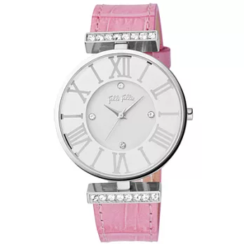 Folli Follie 臻愛魅力時尚晶鑽腕錶(銀粉紅)