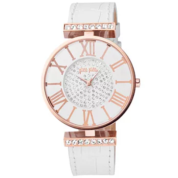 Folli Follie 動人焦點時尚晶鑽腕錶(白玫瑰金)
