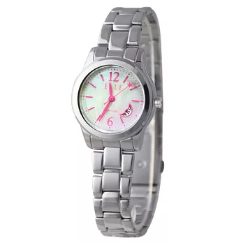 ELLE 星月童話俏麗腕錶-銀x粉紅時標