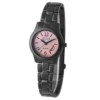 ELLE 星月童話俏麗腕錶-黑x粉紅