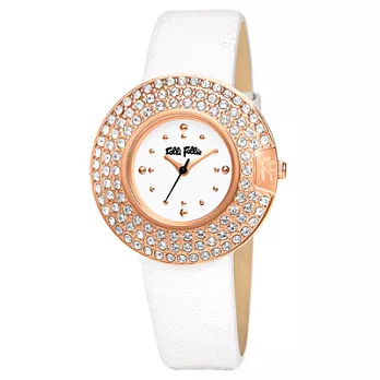 Folli Follie 風華再現晶鑽時尚腕錶(玫瑰金白)