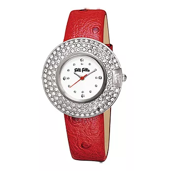 Folli Follie 風華再現晶鑽時尚腕錶(銀紅)
