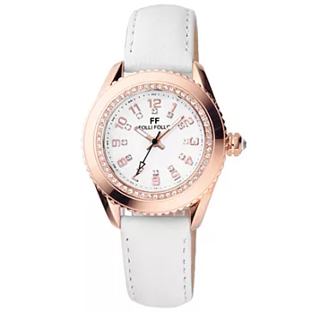 Folli Follie 愛戀時尚晶鑽都會腕錶(白)