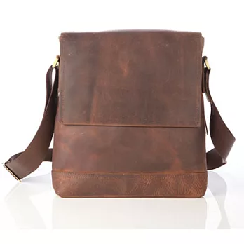 【JENHAO】瘋馬皮經典款蓋頭斜背包 6995咖啡