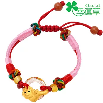 幸運草金飾 ♣龍無限♣ 金加水晶彌月手環