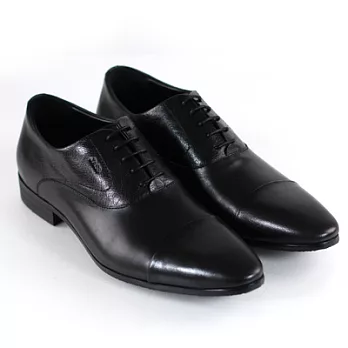 ◤Green Phoenix◥經典英倫拼接皮革綁帶尖頭紳士皮鞋6.5黑色