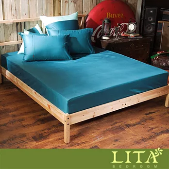 LITA麗塔(Magic Colors－土耳其藍) 特大三件純棉薄床包枕套組