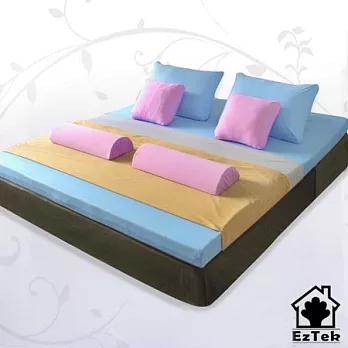 日本 [輕鬆睡-EzTek] 全平面備長炭感溫釋壓記憶床墊{雙人9cm}繽紛多彩3色水藍色