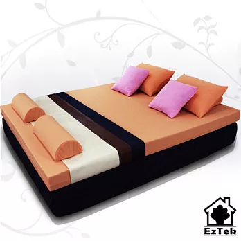 日本 [輕鬆睡-EzTek] 全平面備長炭感溫釋壓記憶床墊{雙人9cm}繽紛多彩2色風尚橘