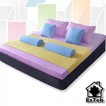 日本 [輕鬆睡-EzTek] 波浪面備長炭感溫釋壓記憶床墊{雙人10cm}繽紛多彩3色淡紫色