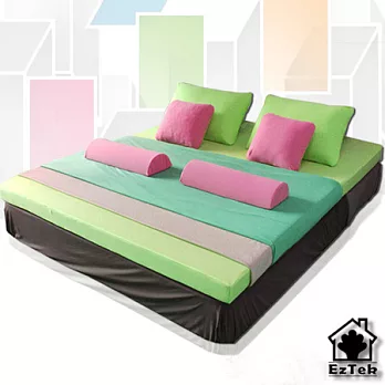 日本 [輕鬆睡-EzTek] 波浪面備長炭感溫釋壓記憶床墊{雙人10cm}繽紛多彩2色淺綠色